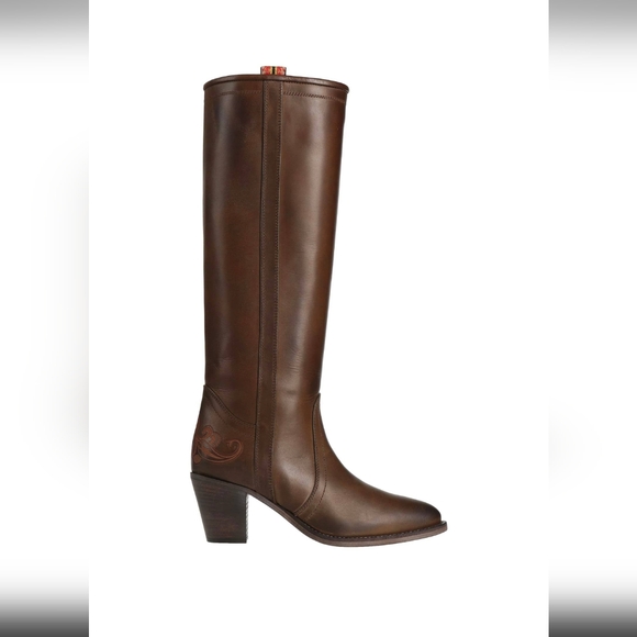 Rare NWOB Etro Italy Etched Embroidery Brown Leather Cowboy Pull On Riding Boots